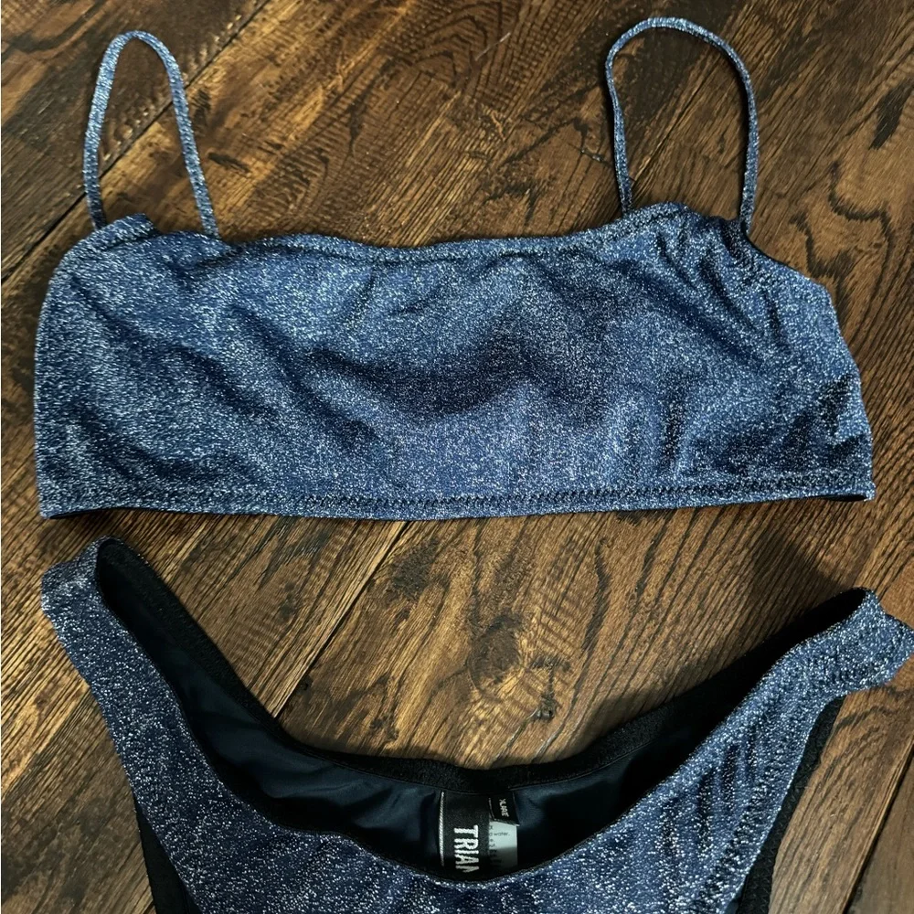 triangl swimwear Shimmery Navy Blue Bikini Set